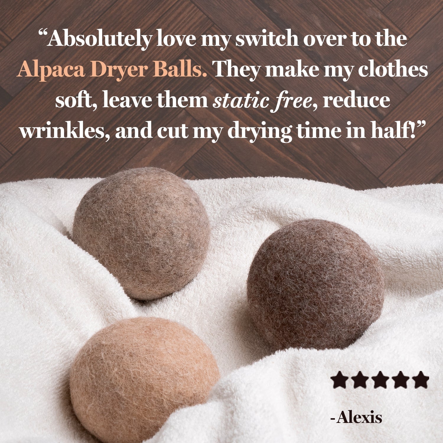 Alpaca Fleece Wool Dryer Ball